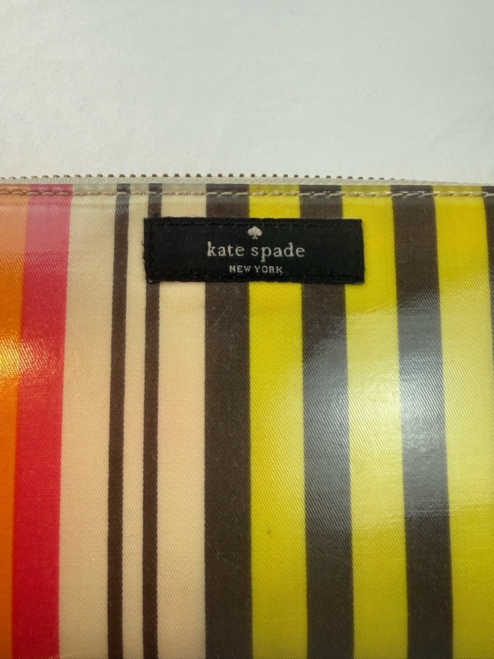 Kate Spade Stripe Zip Around Wallet Colorful Pink Orange Yellow - Picture 3 of 16